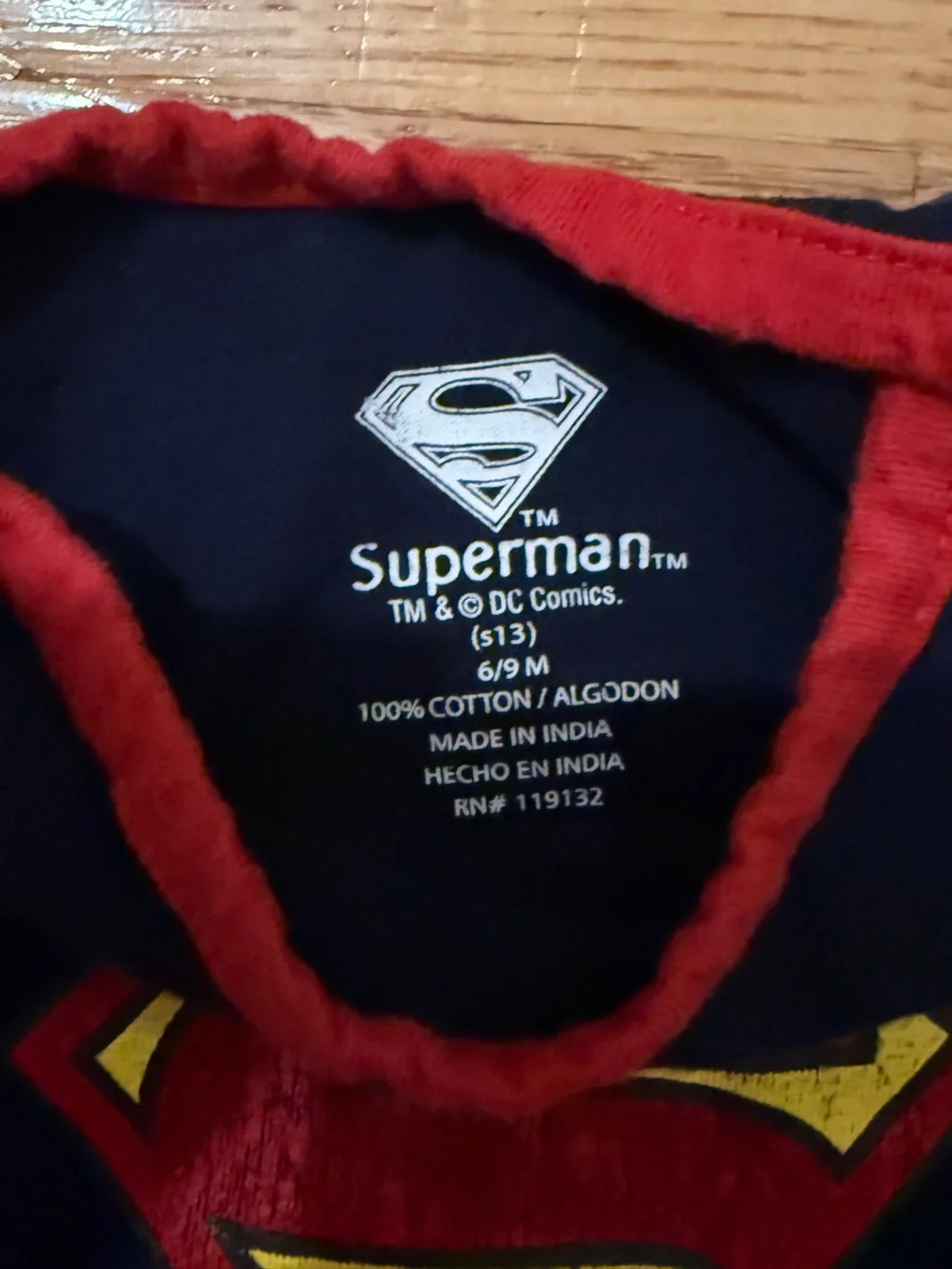 DC Comics Superman Navy Onesie with Red & Yellow Accents